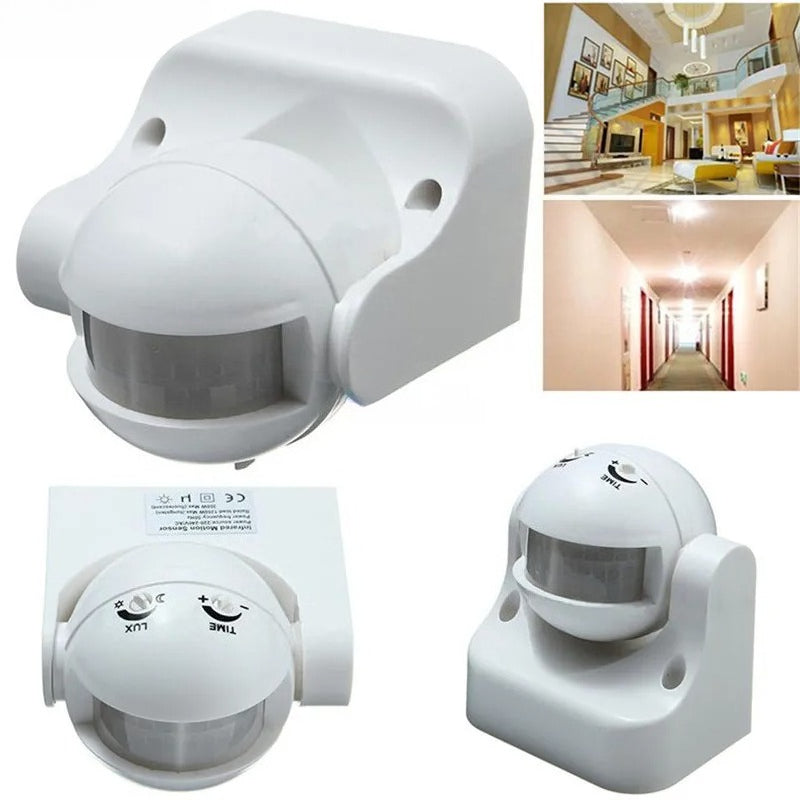 White motion sensor with images of a home interior and hallway.